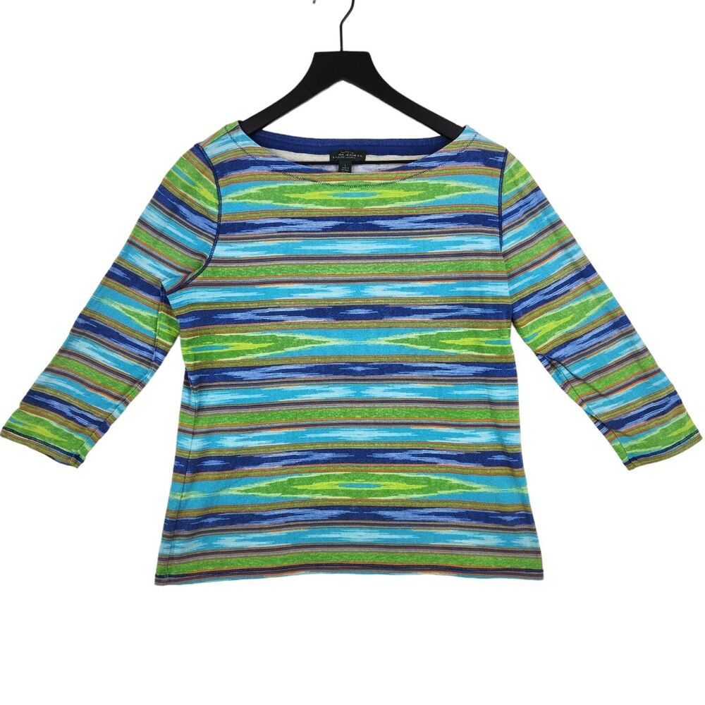 LRL‎ Lauren Jeans Co. Womens Top Large Spring 3/4 Sleeve Coastal Artsy